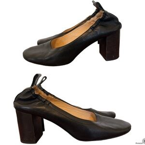 Everlane The Day Heel Black Leather Shoe Sz 7.5 (read description about sizing)